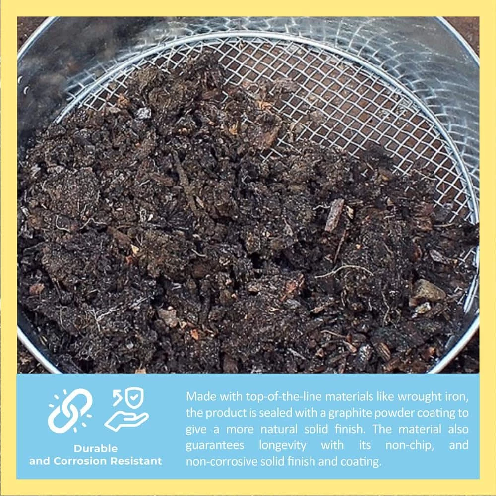 ACHLA DESIGNS 19 in. W 150 oz. Capacity Galvanized Steel Compost Sifter - Image 5