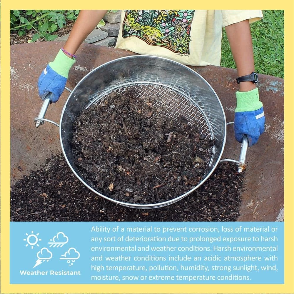 ACHLA DESIGNS 19 in. W 150 oz. Capacity Galvanized Steel Compost Sifter - Image 3