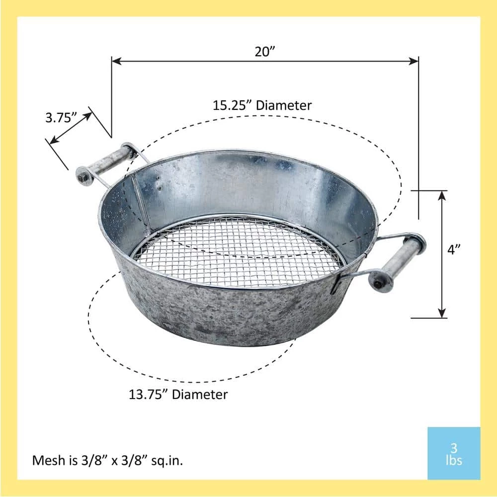 ACHLA DESIGNS 19 in. W 150 oz. Capacity Galvanized Steel Compost Sifter - Image 2