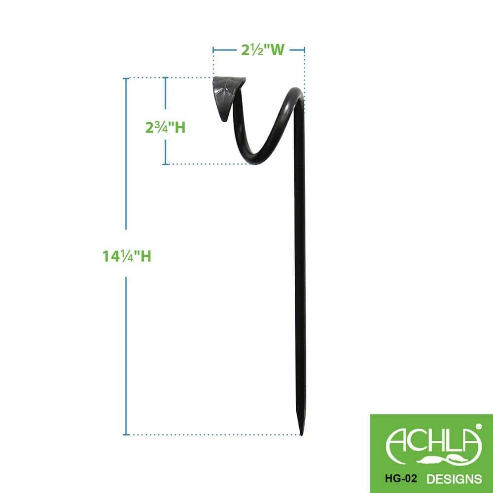 ACHLA DESIGNS 14 in. Tall Black Iron Hose Guide Guard w/Leaf End Design (6-Pack) - Image 2