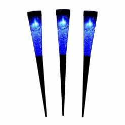 ACHLA DESIGNS 15.5 in. Tall Blue Solar Sparkle Cones (Pack of 3)