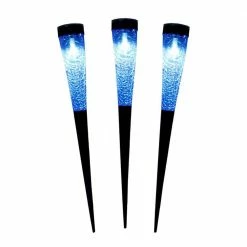 ACHLA DESIGNS 15.5 in. Tall Light Blue Solar Garden Stake Sparkle Cones (Pack of 3)