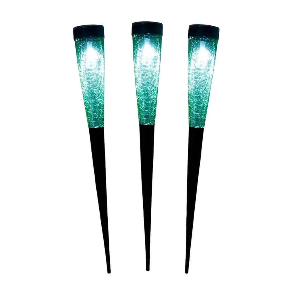 ACHLA DESIGNS 15.5 in. Tall Green Garden Stake Solar Sparkle Cones (3-Pack)