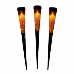 ACHLA DESIGNS 15.5 in. Tall Red Solar Garden Stake Sparkle Cones (3-Pack)