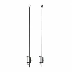 ACHLA DESIGNS 46 in. H Black Powdercoated Wrought Iron Outdoor O-Hook Railing Poles for String Lights (Set of 2)