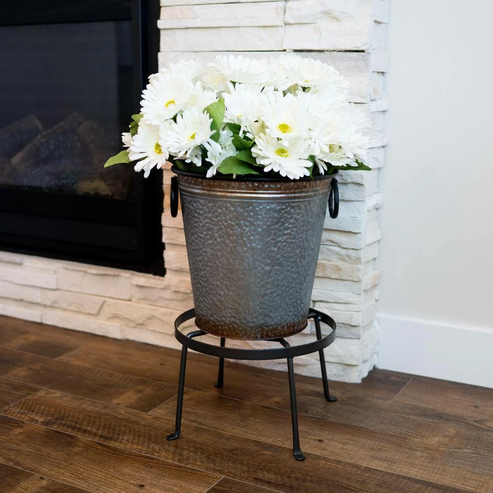 ACHLA DESIGNS 8 in. Tall Roman Bronze Powder Coat Iron Indoor/Outdoor Diamond Shaped Argyle Plant Stand I - Image 9