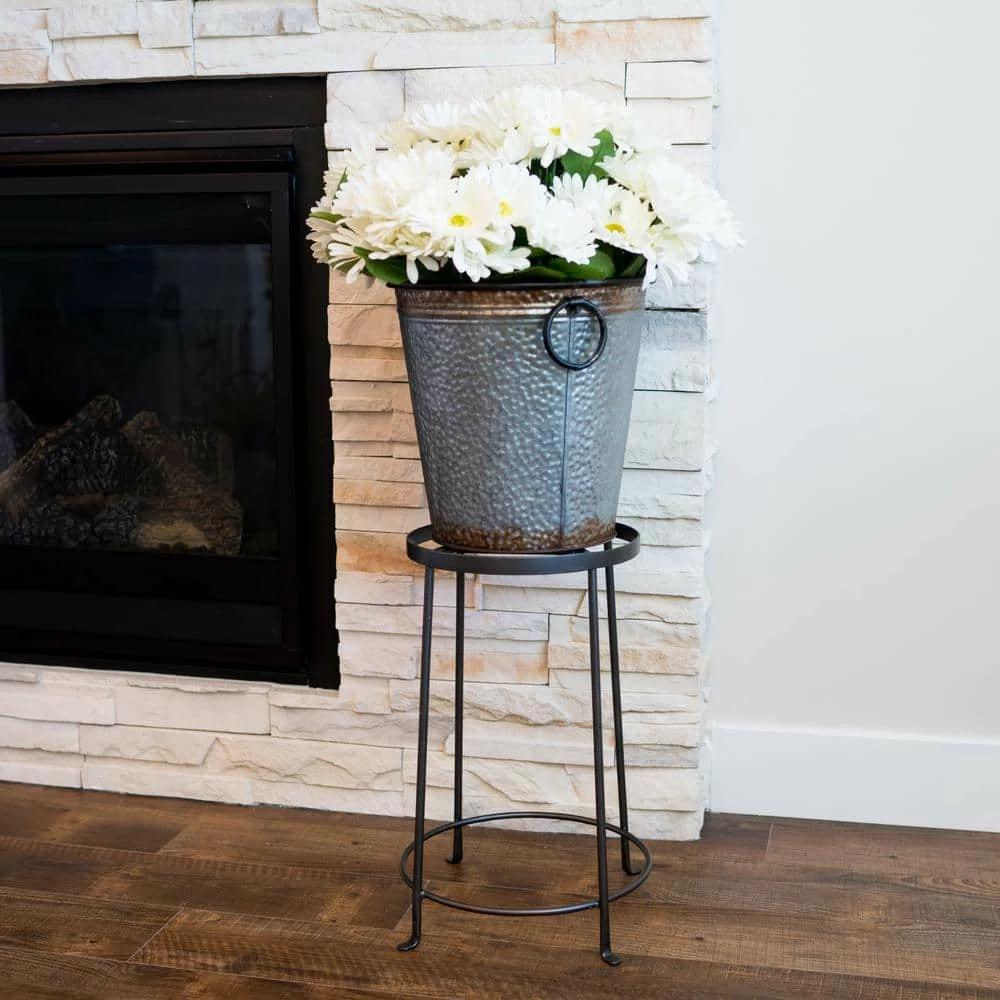 ACHLA DESIGNS 18 in. Tall Roman Bronze Powder Coat Iron Indoor/Outdoor Diamond Shaped Argyle Plant Stand III - Image 2