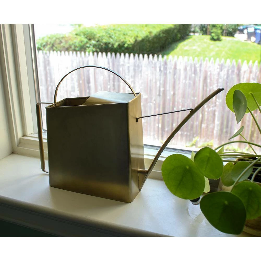ACHLA DESIGNS 13 in. L Brushed Finished Solid Brass Elegant Modern Windowsill Watering Can - Image 7