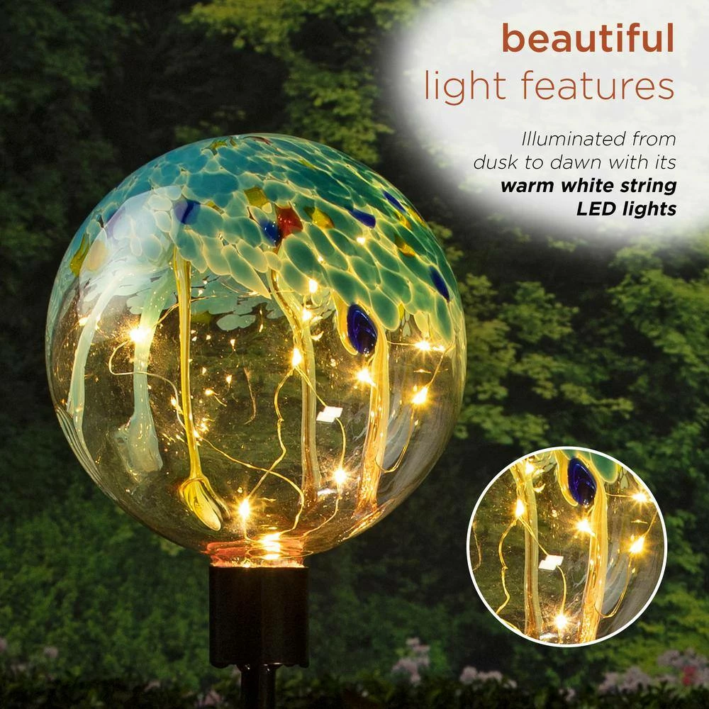 Alpine Corporation 33" Tall Outdoor Solar Globe Garden Stake with LED Lights, Multicolor - Image 5