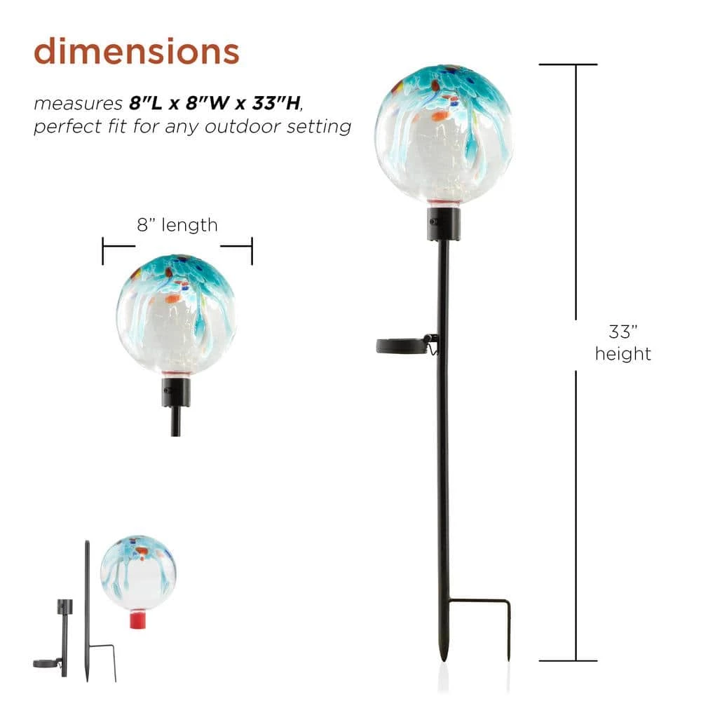 Alpine Corporation 33" Tall Outdoor Solar Globe Garden Stake with LED Lights, Multicolor - Image 3