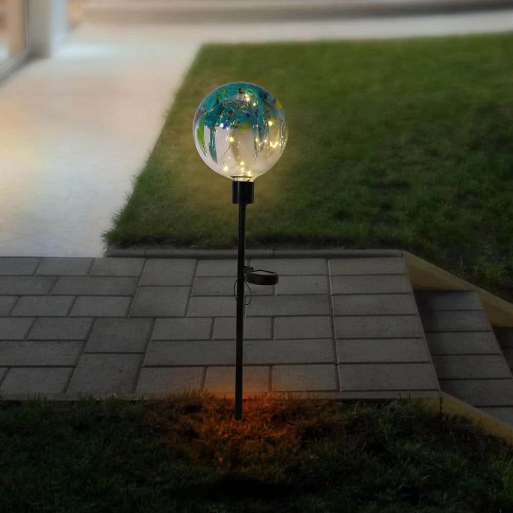 Alpine Corporation 33" Tall Outdoor Solar Globe Garden Stake with LED Lights, Multicolor - Image 2