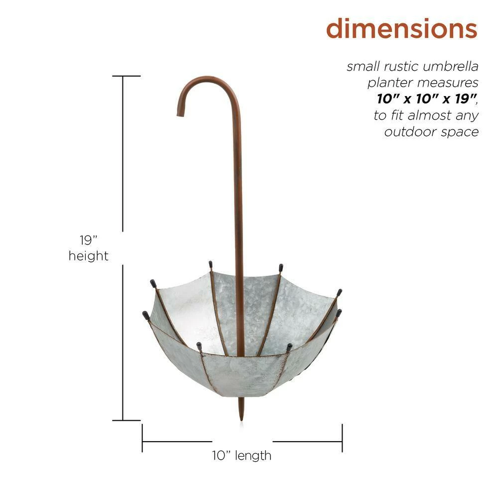 Alpine Corporation 19 in. Tall Outdoor Rustic Upside Down Umbrella Garden Stake and Planter - Image 3