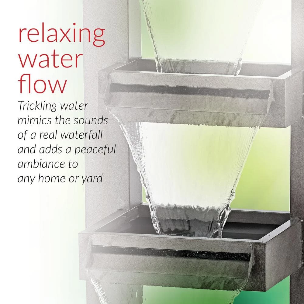 Alpine Corporation 43 in. Tall Outdoor Multi-Tier Modern Industrial Metal Fountain - Image 5