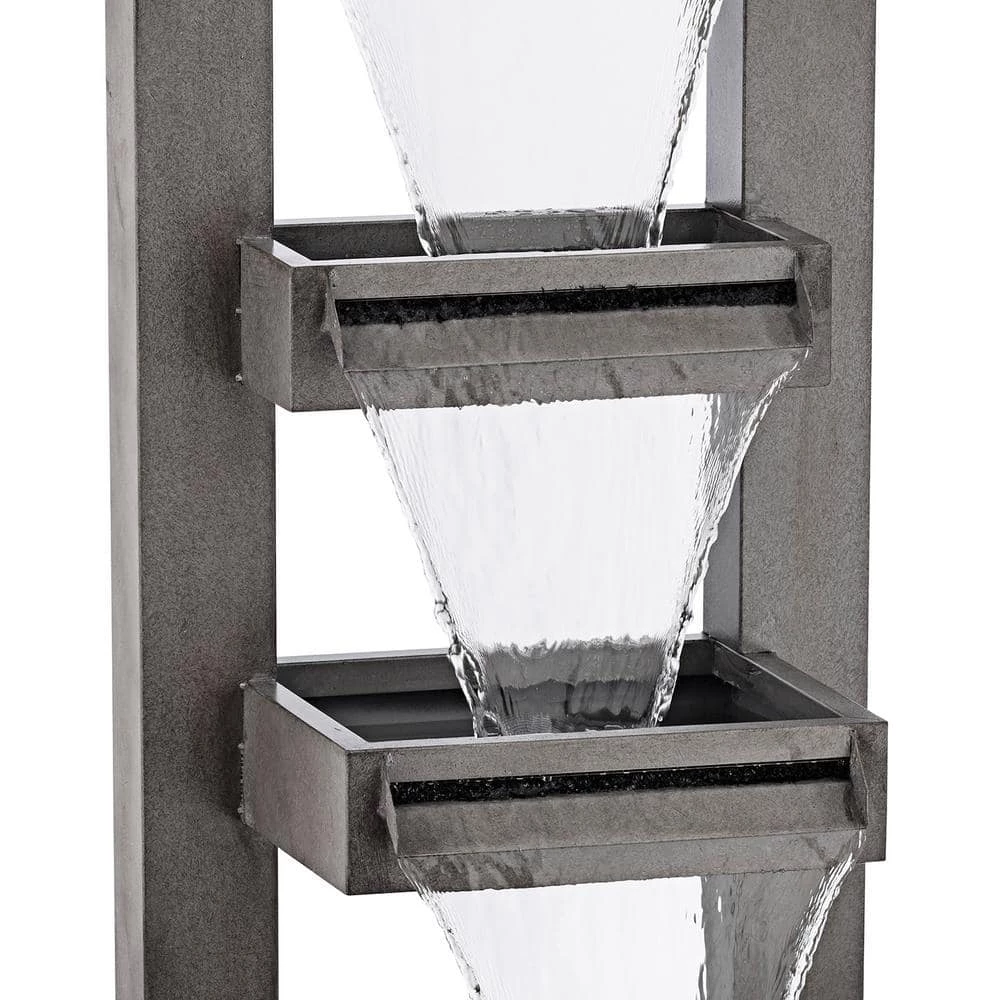 Alpine Corporation 43 in. Tall Outdoor Multi-Tier Modern Industrial Metal Fountain - Image 11
