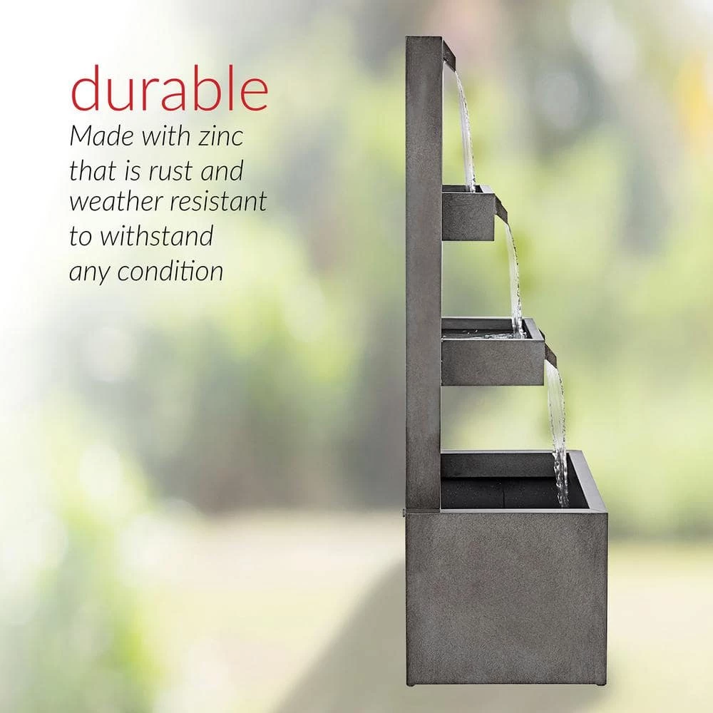 Alpine Corporation 43 in. Tall Outdoor Multi-Tier Modern Industrial Metal Fountain - Image 7