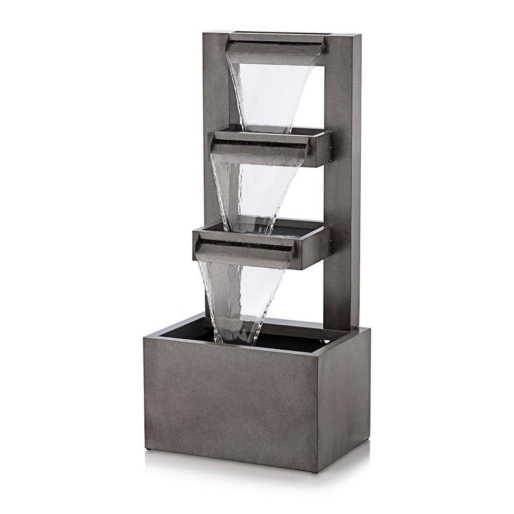 Alpine Corporation 43 in. Tall Outdoor Multi-Tier Modern Industrial Metal Fountain - Image 8