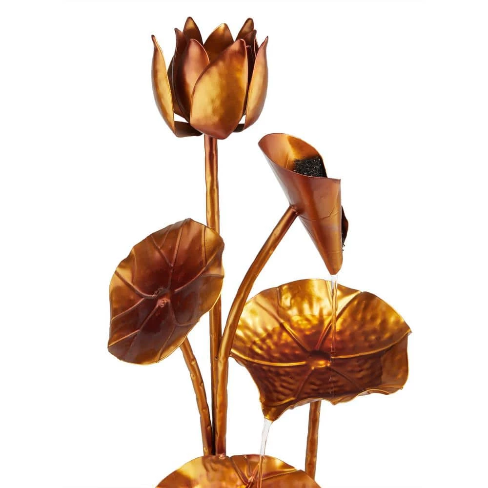 Alpine Corporation 43 in. Tall Outdoor Cascading Leaves Metal Fountain, Copper Color - Image 10