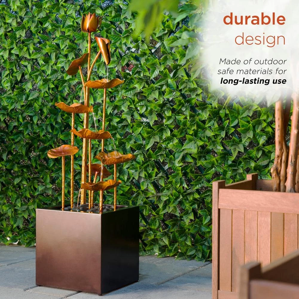 Alpine Corporation 43 in. Tall Outdoor Cascading Leaves Metal Fountain, Copper Color - Image 6