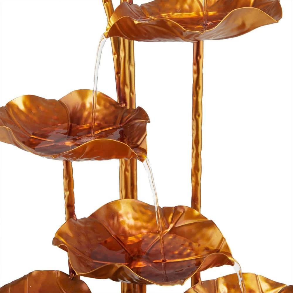 Alpine Corporation 43 in. Tall Outdoor Cascading Leaves Metal Fountain, Copper Color - Image 11