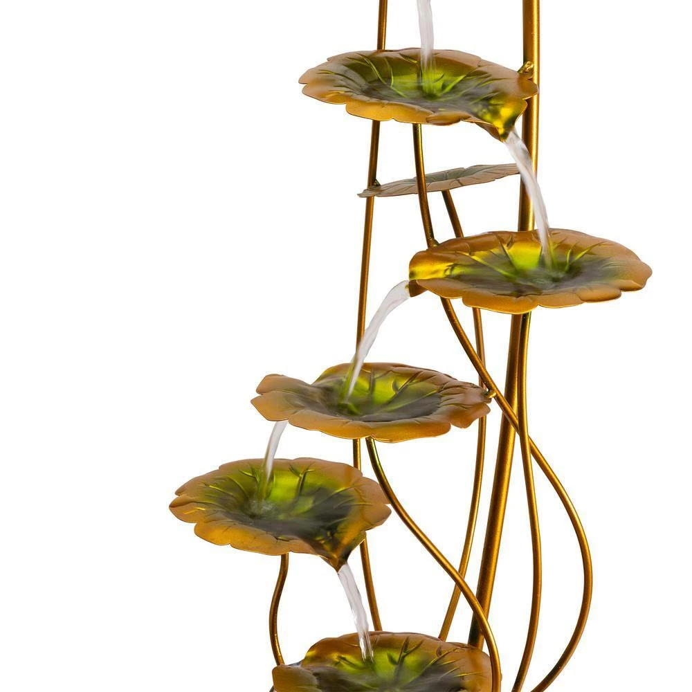 Alpine Corporation 31 in. Tall Indoor/Outdoor Multi-Tiered Lily Pads Metal Fountain with Stones - Image 10