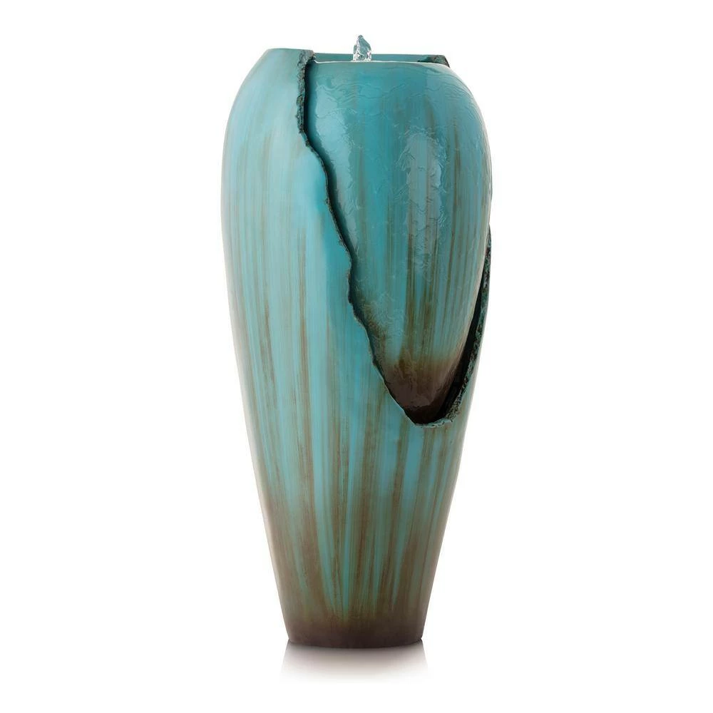 Alpine Corporation 33 in. Tall Water Jar Fountain with LED Light, Turquoise - Image 9