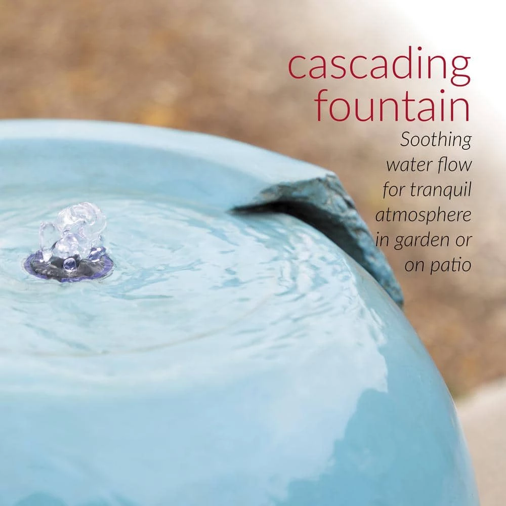 Alpine Corporation 33 in. Tall Water Jar Fountain with LED Light, Turquoise - Image 4