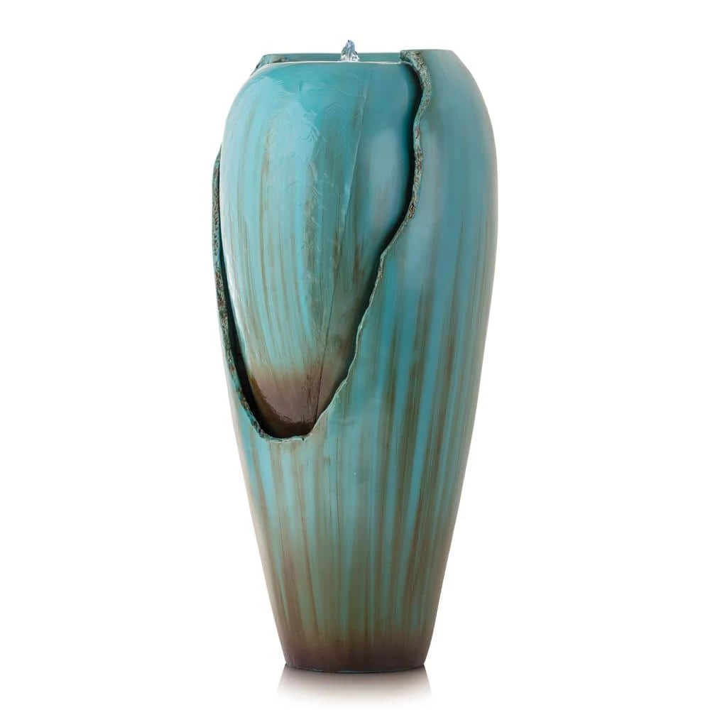 Alpine Corporation 33 in. Tall Water Jar Fountain with LED Light, Turquoise - Image 8