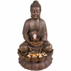 Alpine Corporation 33 in. Tall Indoor/Outdoor Meditating Buddha Water Fountain Yard Decor