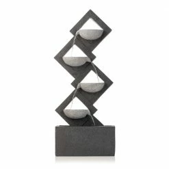 Alpine Corporation 39 in. Tall Indoor/Outdoor Soothing 4-Tier Zen Fountain with LED Lights