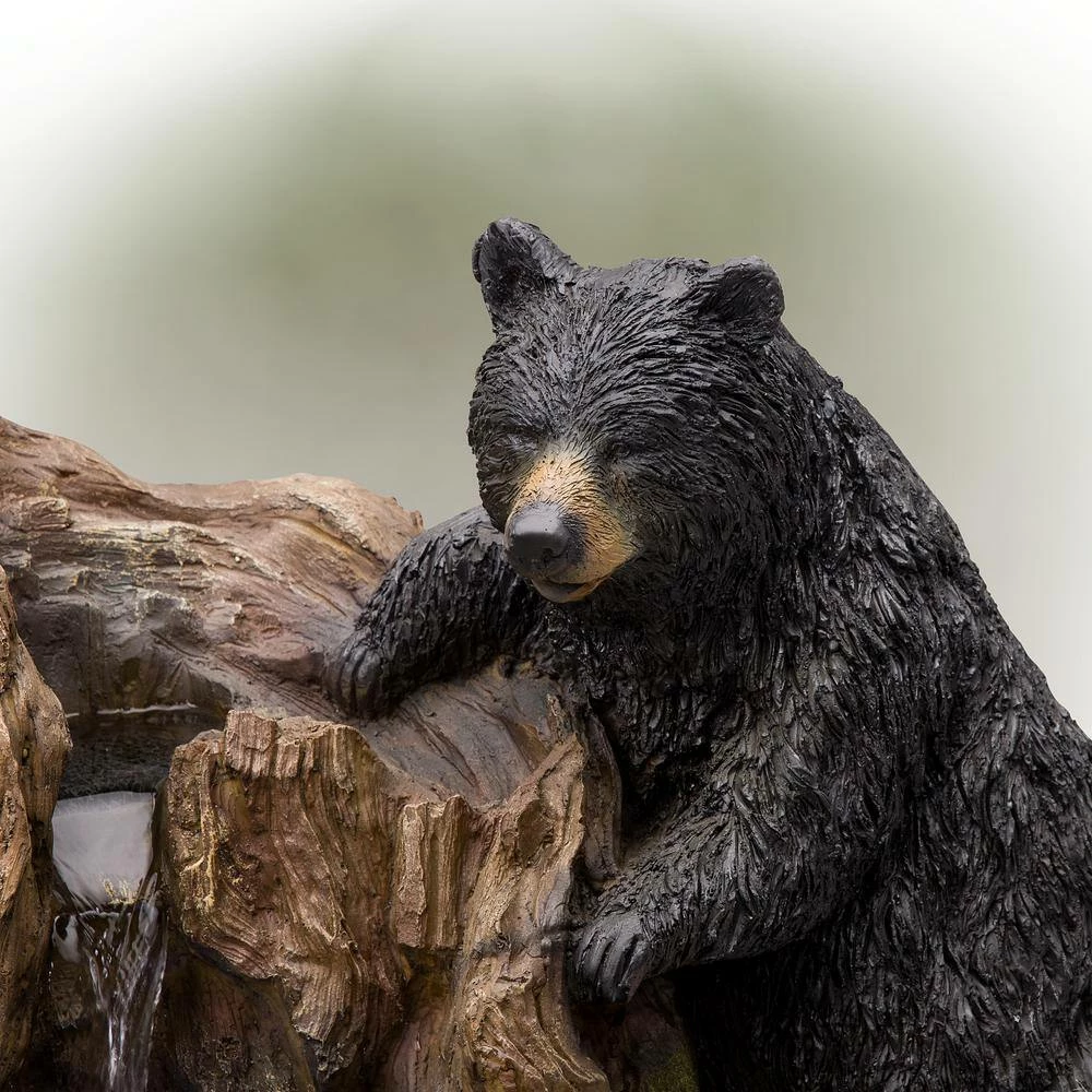 Alpine Corporation 24 in. Tall Outdoor 2 Bears Climbing on Rainforest Water Fountain with LED Lights - Image 10