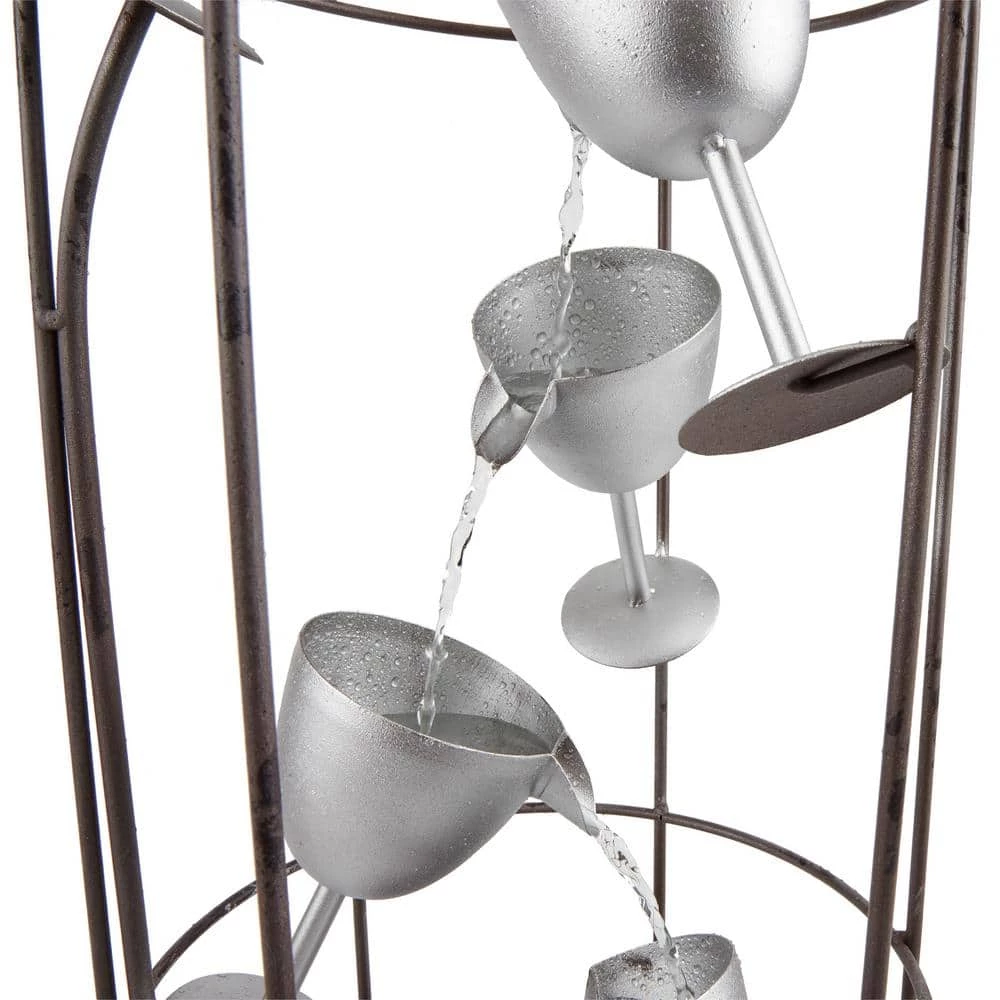 Alpine Corporation 44 in. Tall Indoor/Outdoor Bottle Shaped Water Fountain with Tiering Wine Glasses - Image 10