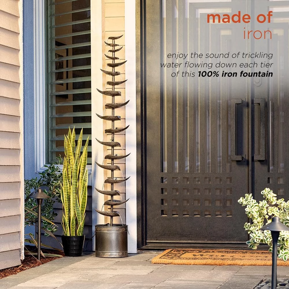 Alpine Corporation 70 in. Tall Indoor/Outdoor Metal Tiered Floor Water Fountain - Image 5