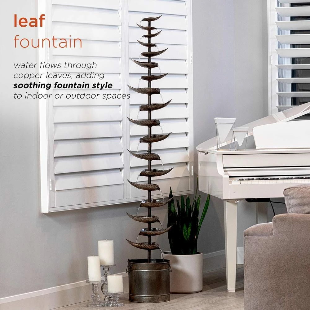 Alpine Corporation 70 in. Tall Indoor/Outdoor Metal Tiered Floor Water Fountain - Image 4