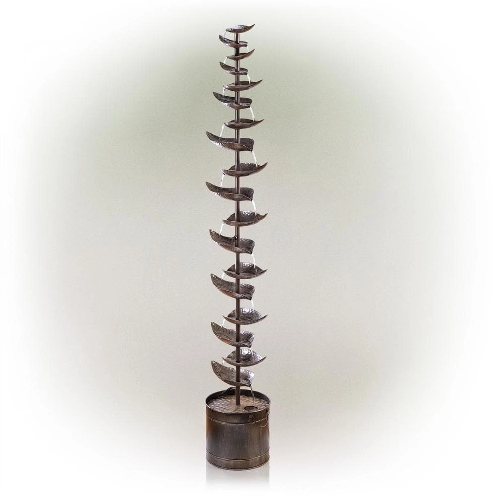 Alpine Corporation 70 in. Tall Indoor/Outdoor Metal Tiered Floor Water Fountain - Image 7
