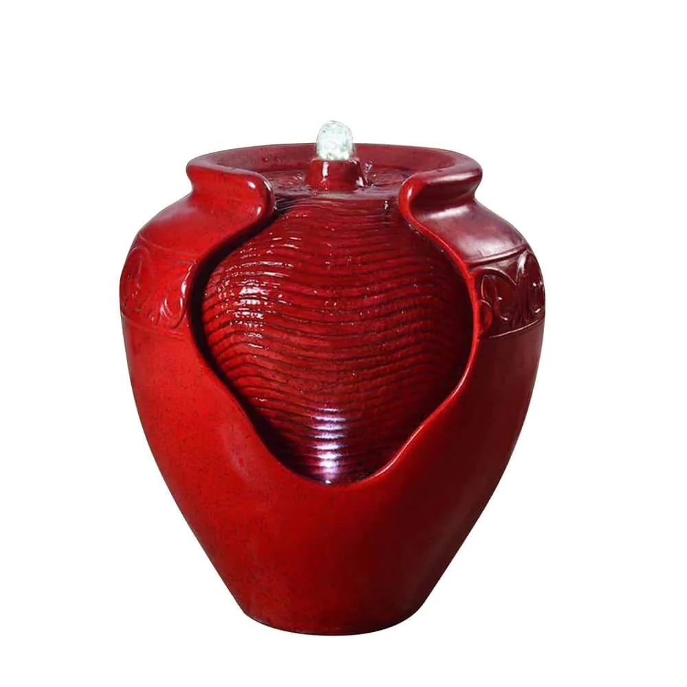 Alpine Corporation 17 in. H Indoor/Outdoor Vase Fountain, Cherry Red