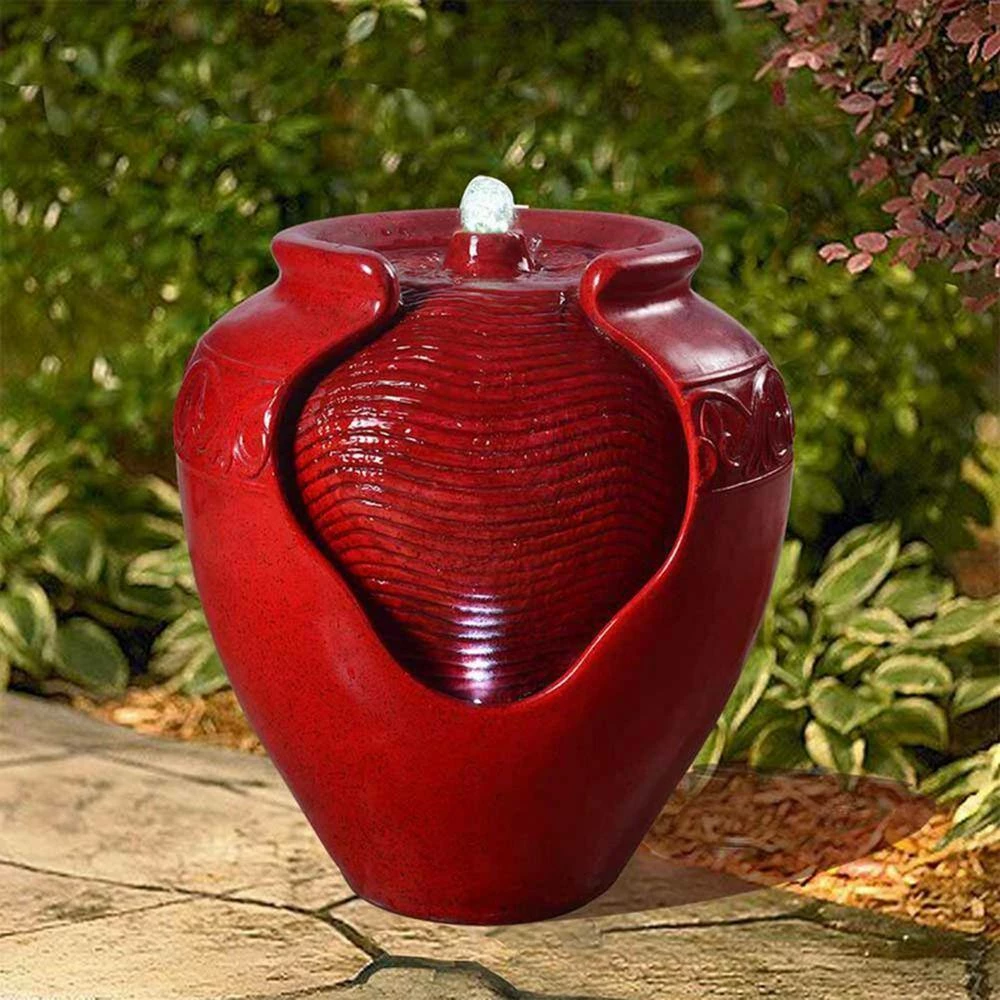 Alpine Corporation 17 in. H Indoor/Outdoor Vase Fountain, Cherry Red - Image 2