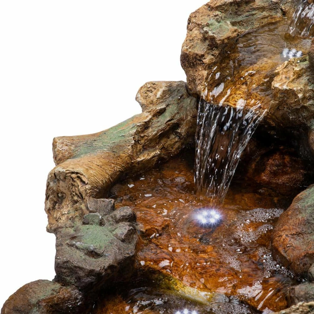 Alpine Corporation 20 in. Tall Indoor/Outdoor Stone River Rock Fountain with LED Lights - Image 12