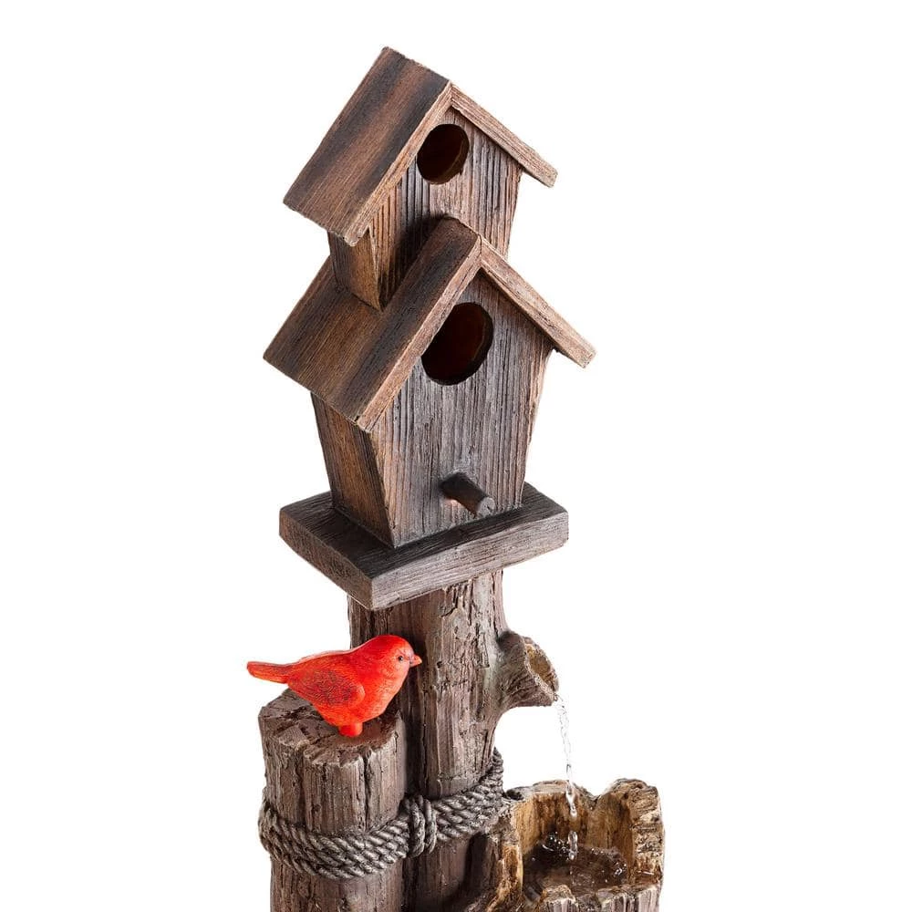 Alpine Corporation 35 in. Tall Outdoor 3-Tier Birdhouse Water Fountain Yard Art Decor - Image 10