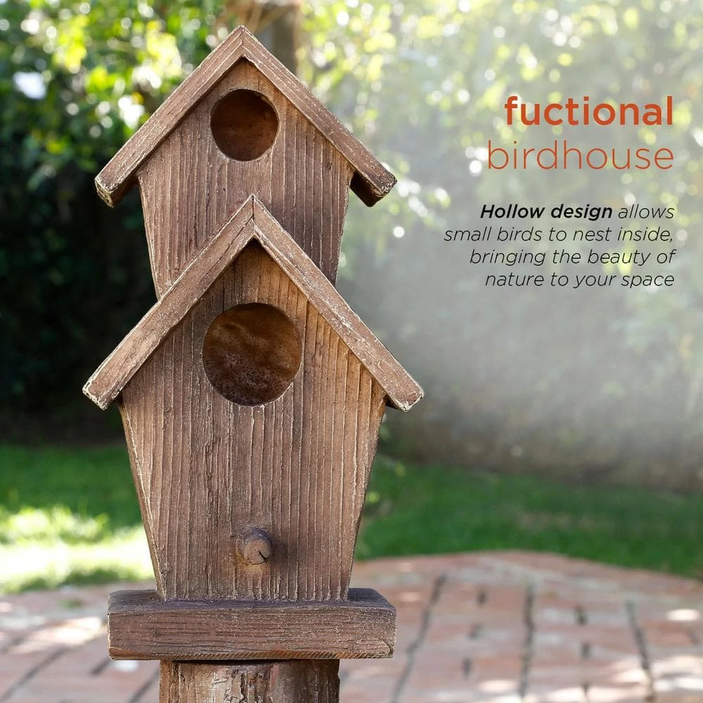 Alpine Corporation 35 in. Tall Outdoor 3-Tier Birdhouse Water Fountain Yard Art Decor - Image 4