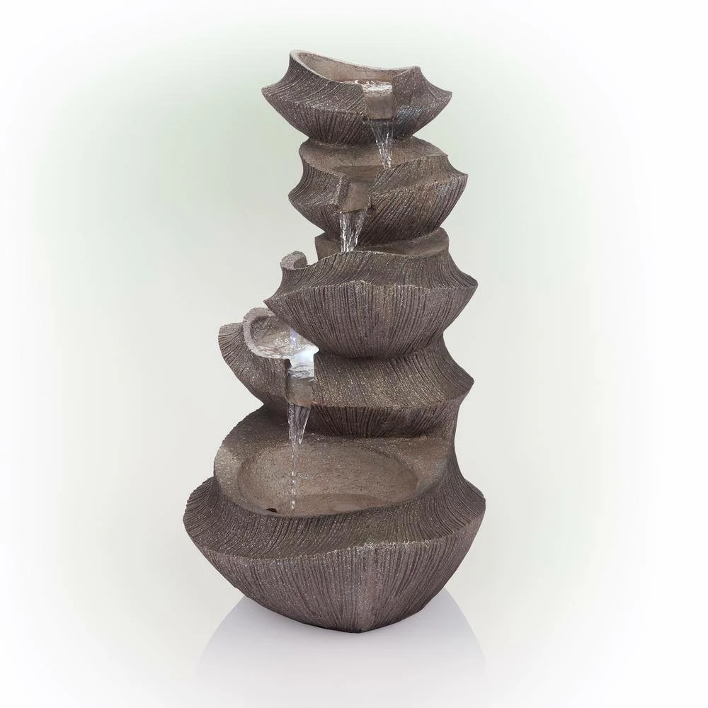 Alpine Corporation 31 in. H Cascading Outdoor Fountain with LED Lights - Image 9