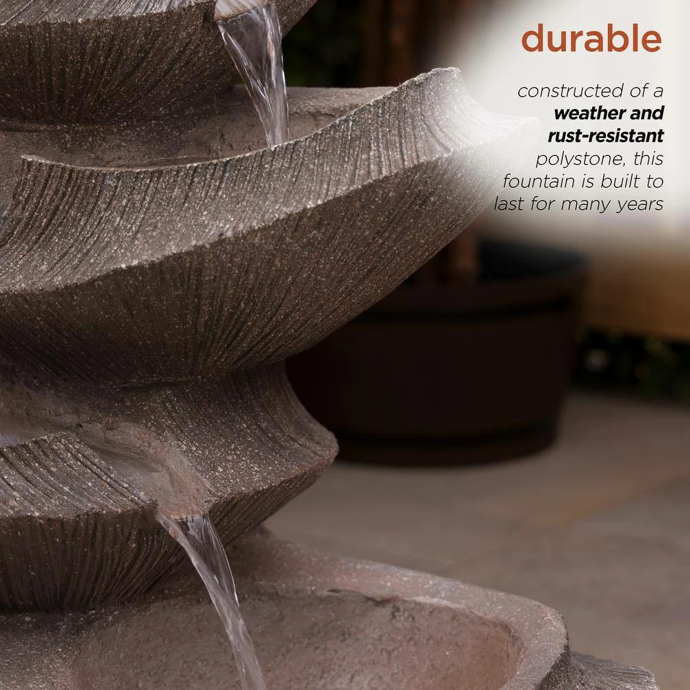 Alpine Corporation 31 in. H Cascading Outdoor Fountain with LED Lights - Image 7