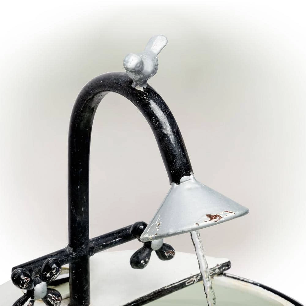 Alpine Corporation 32 in. Tall Outdoor Antique Metal Sink Water Fountain and Stand, White - Image 10