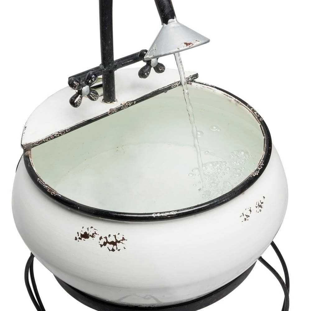 Alpine Corporation 32 in. Tall Outdoor Antique Metal Sink Water Fountain and Stand, White - Image 11