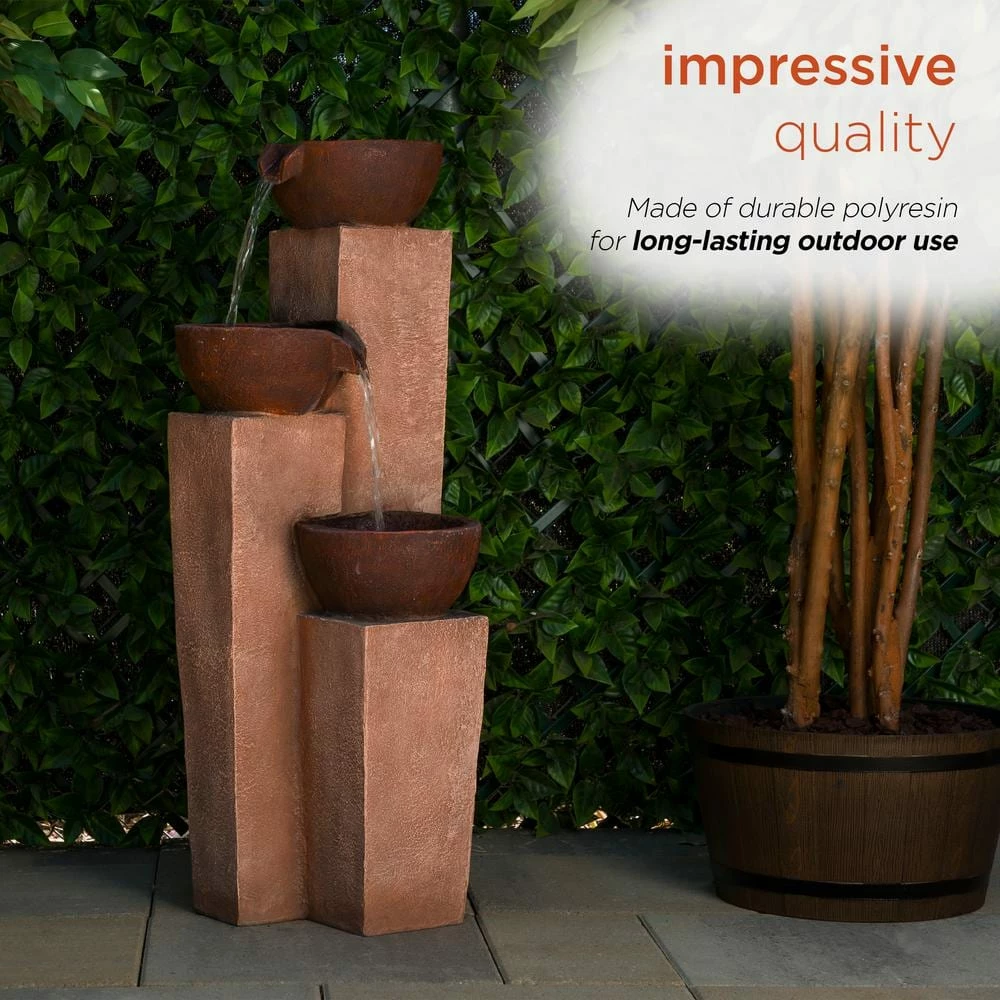 Alpine Corporation 35 in. Tall Outdoor Layered 3-Tiered Pots Fountain - Image 6