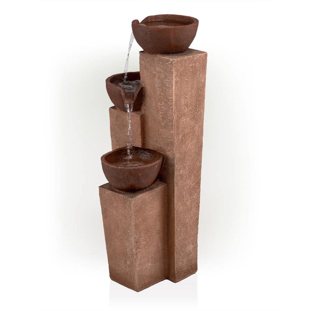 Alpine Corporation 35 in. Tall Outdoor Layered 3-Tiered Pots Fountain - Image 8