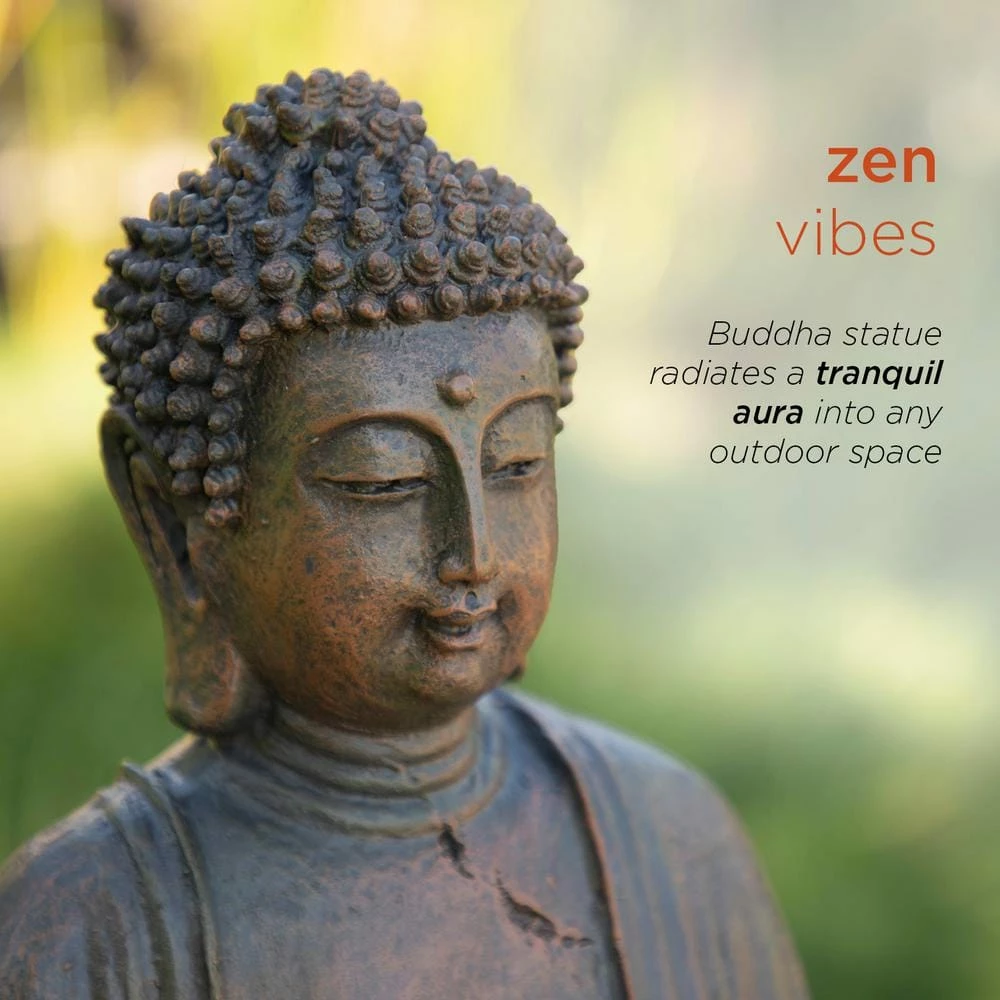 Alpine Corporation 15 in. Tall Indoor/Outdoor Meditating Buddha Statuary Decor - Image 5