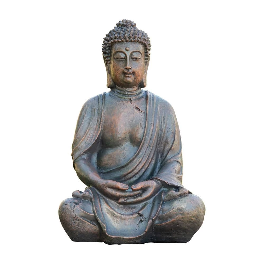 Alpine Corporation 15 in. Tall Indoor/Outdoor Meditating Buddha Statuary Decor