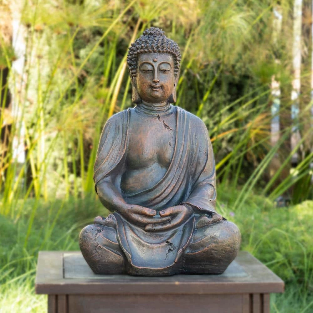 Alpine Corporation 15 in. Tall Indoor/Outdoor Meditating Buddha Statuary Decor - Image 2