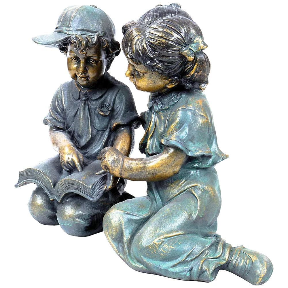 Alpine Corporation 2-Piece Indoor/Outdoor Girl and Boy Reading Statue Set Yard Art Decoration - Image 9