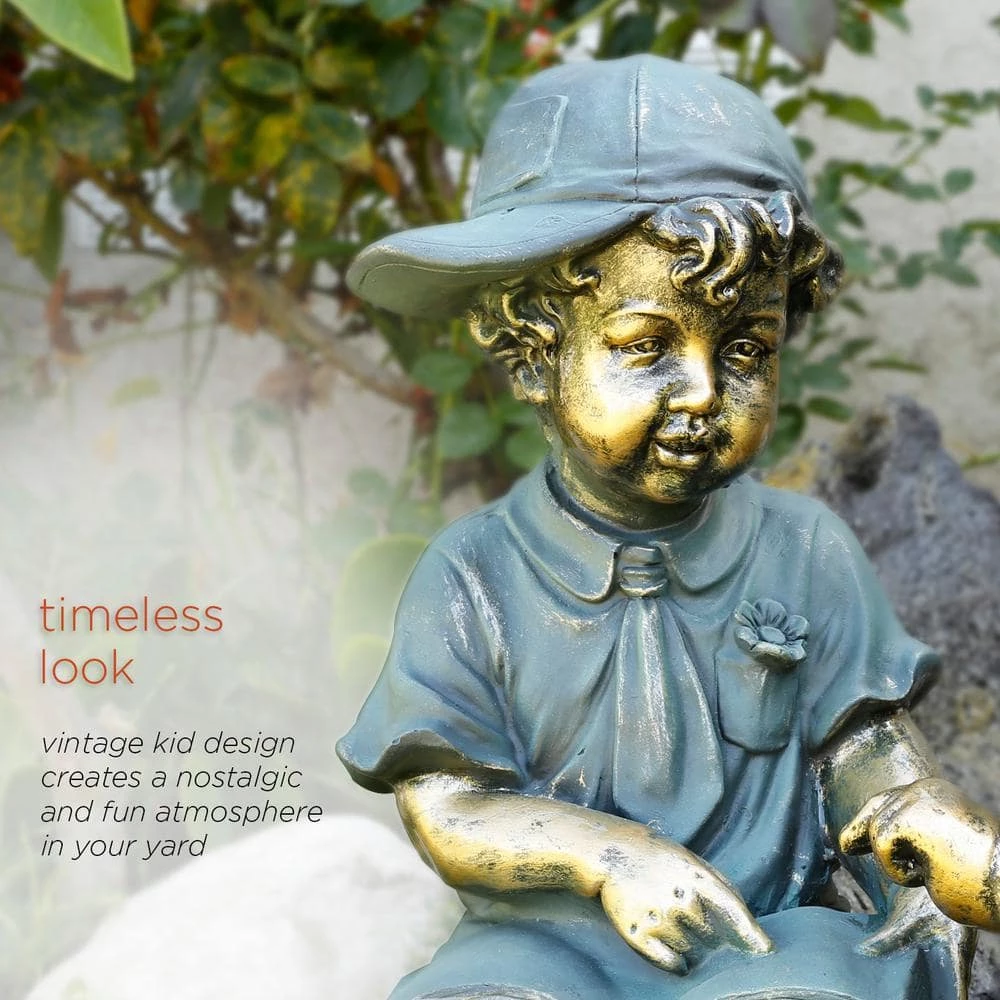 Alpine Corporation 2-Piece Indoor/Outdoor Girl and Boy Reading Statue Set Yard Art Decoration - Image 6